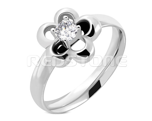 Ocelový prsten s květem SS1083
